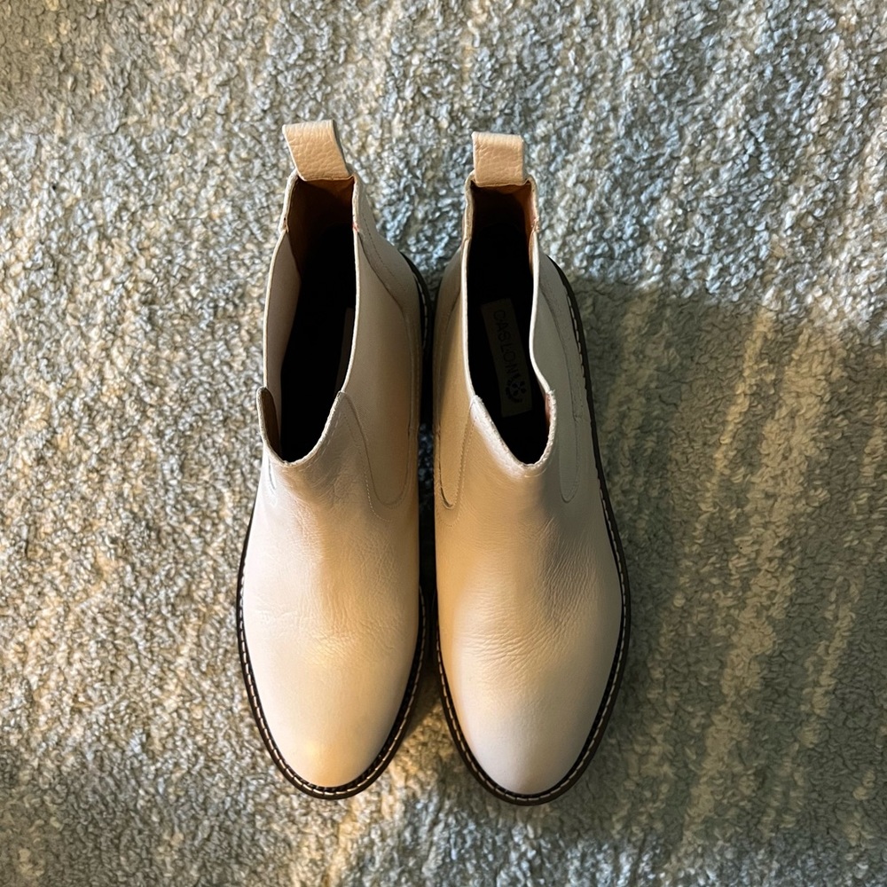 Cream combat boots
